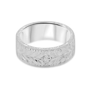 Antique hand engraved flat wedding band