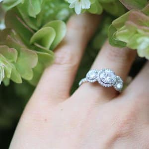 Halo Diamond French Cut Down Engagement Ring R2071VENM