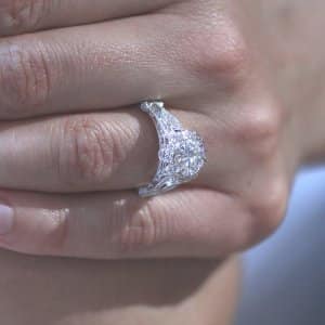 Halo vintage filigree engagement ring