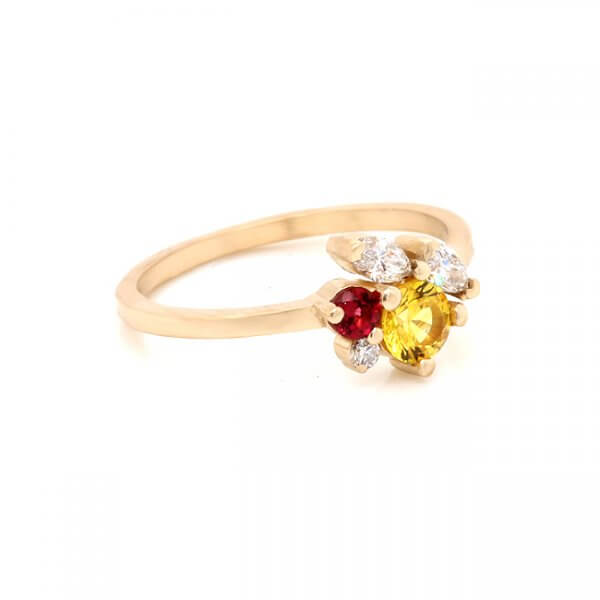 Multi Stone Sapphire Ruby Cluseter Promise Ring OroSpot