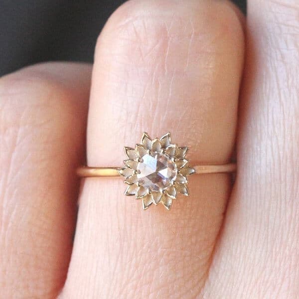 Rose cut diamond engagement ring OroSpot