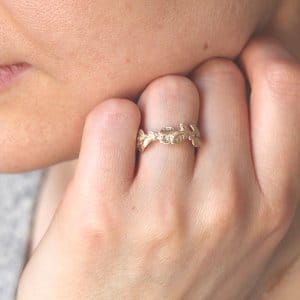 Satin Nature leaf Engraved Wedding band