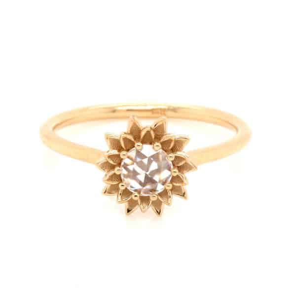 Sunflower Rose Cut Diamond Engagement Ring