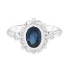 Victorian inspired oval sapphire diamond ring