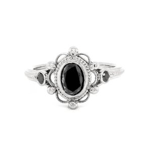 Victorian black diamond engagement rint