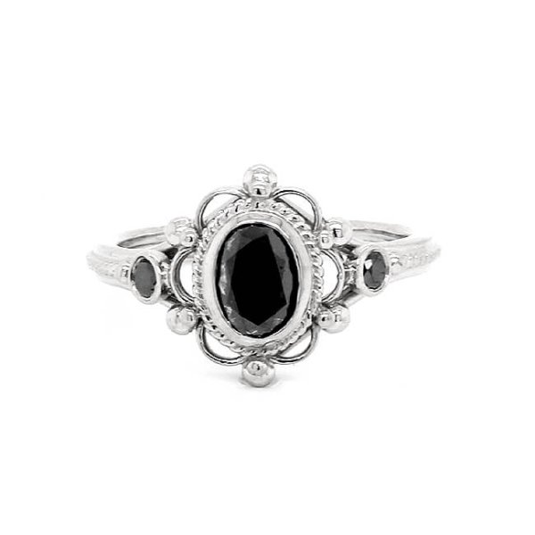 Victorian black diamond engagement rint