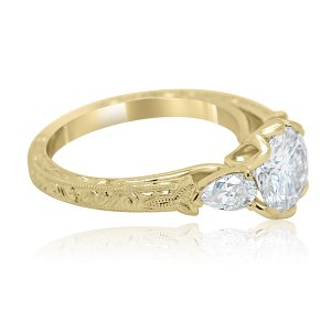 antique trinity knot ring with moissanites