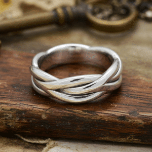 entwined interwoven mens wedding band interlocking eternity design