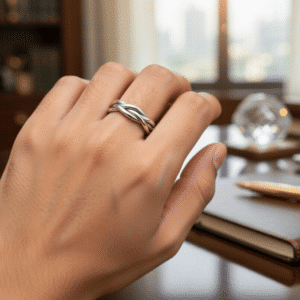 rope style mens wedding band eternity twist ring worn on hand