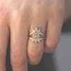 rose cut engagement ring set with two moissanite ring enhancers