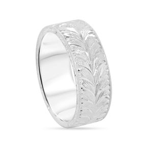 wheat engraved 8mm men's wedding ring
