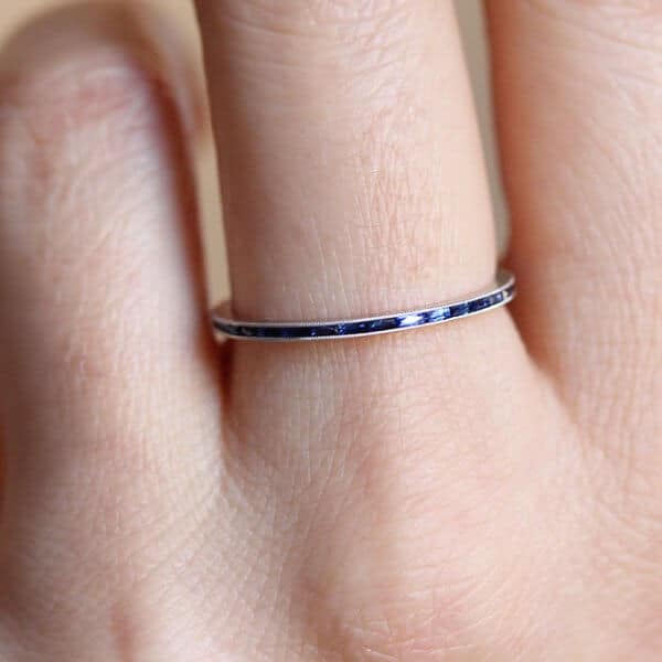 1.3mm Channel Sapphire Eternity Stack Wedding Ring