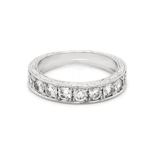 4mm wide engaved diamond wedding band