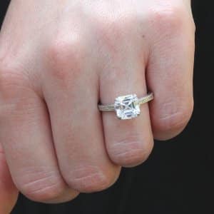 Art Deco Etched Moissanite RIng OroSpot