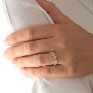 Art Deco diamond channel band hand engraved in solid gold OroSpot