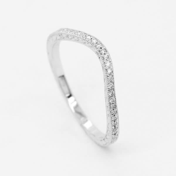 Art deco curved band with diamonds