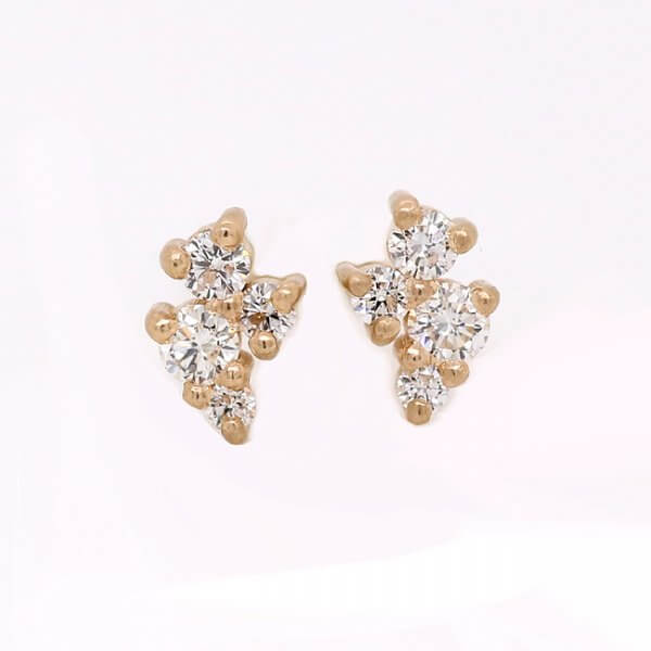 Asymmetrical diamond cluster earrings