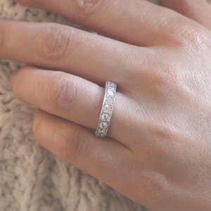 Bridal band with engraving and diamond half way down by OroSpot