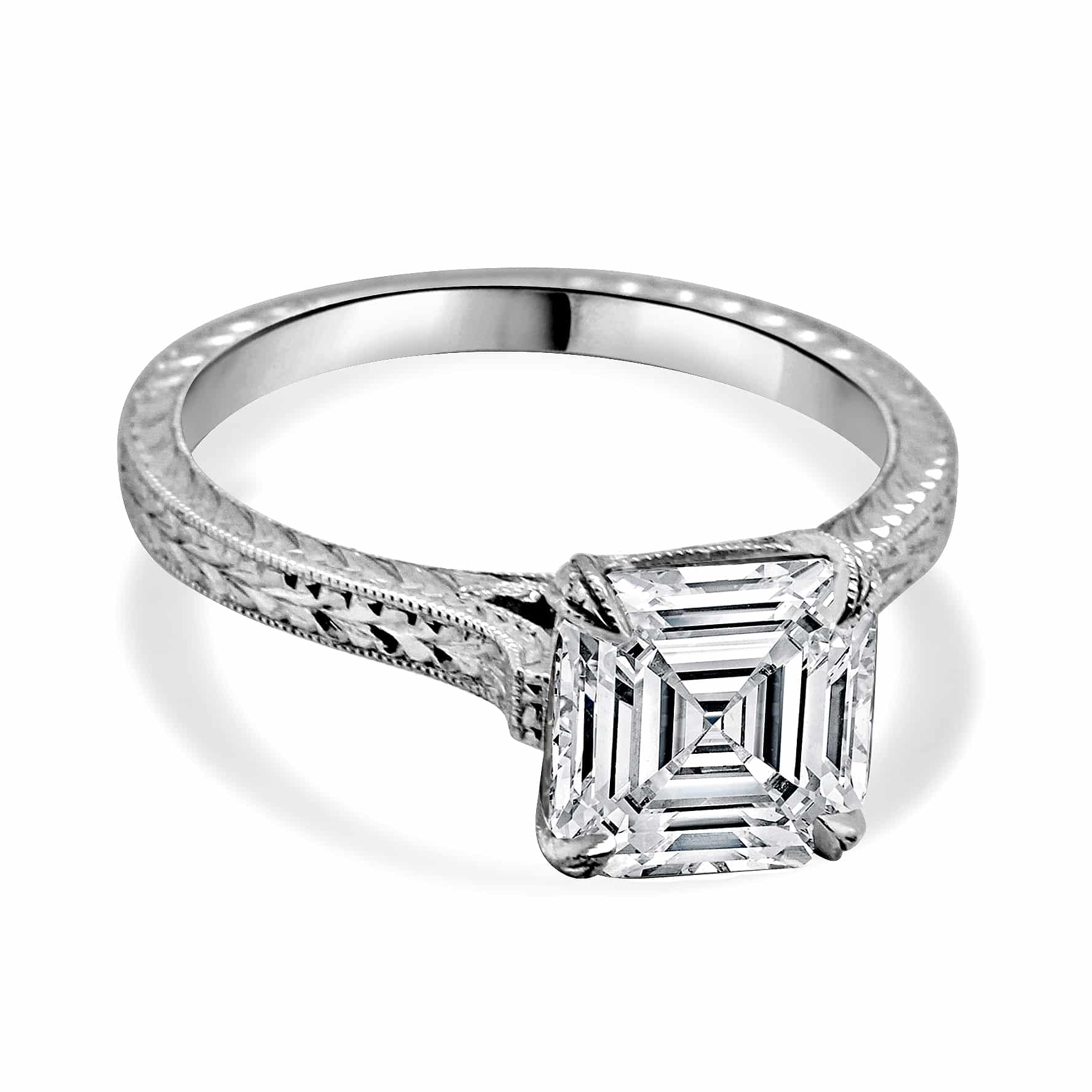 Cathedral Asscher vintage diamond ring by OroSpot