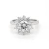 Cluster Flower MOissanite Ring with diamond halo
