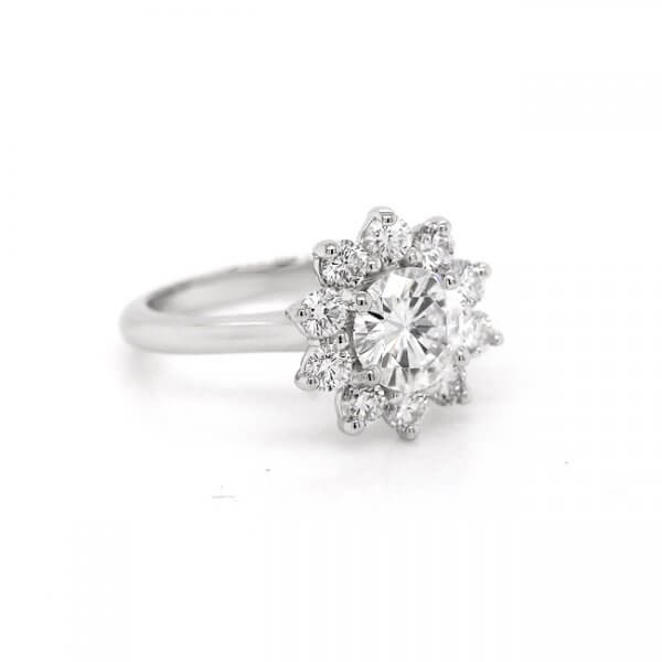 Contemporary halo moissanite engagement ring OroSpot