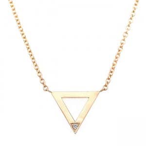 Delicate diamond triangle gold necklace