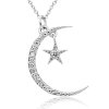 Diamond crescent moon and star pendant