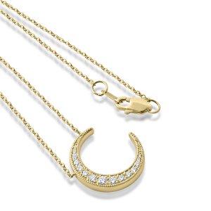 Diamond gold moon necklace