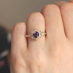 Elegant Victorian diamond and amethyst engagement ring