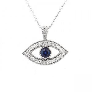 Evil Eye Talisman with diamonds and sapphire by OroSpot