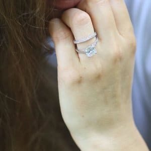 Filigree Milgrained Asscher Moissanite Ring