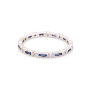 French cut sapphires and diamonds eternity band
