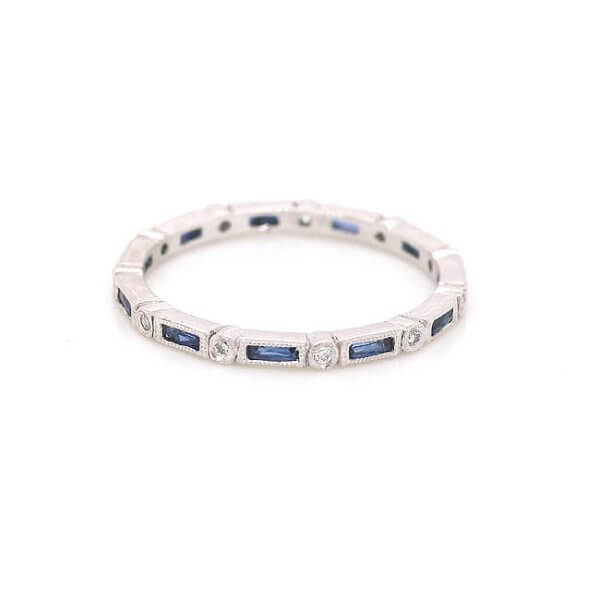 French cut sapphires and diamonds eternity band