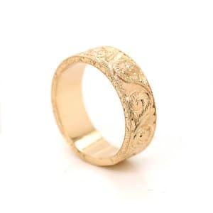 Gold Antique Carved Men's Wedding Ring OroSpot