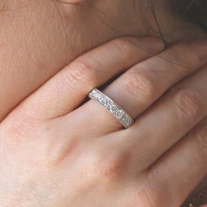 Gold pave diamond band 1Ct hal way for women