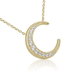 Graduated diamonds crescent moon pendant