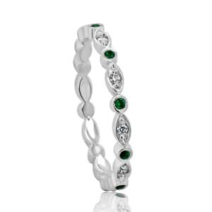 Green emeralds gold thin band