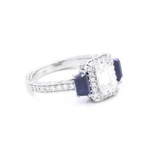 Halo-Emerald-Moissanite-Sapphire-Diamond-Ring