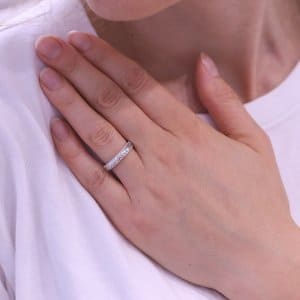 Hand etched gold band for women