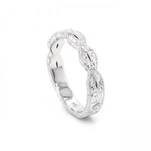 Intertwined hand carved 3.5mm wedding ring