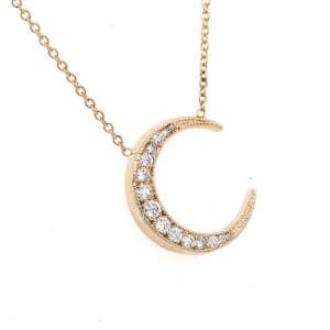 Modern Graduated Diamonds Moon Necklace