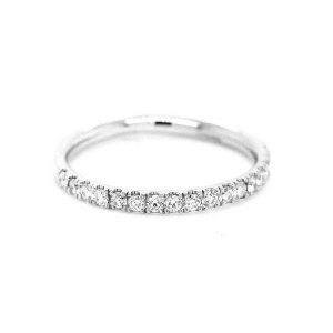 Classic 2mm diamond wedding ring cut down set by OroSpot
