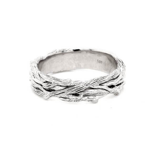 Nature Bark Tree Men's Wedding Band 7mm by OroSpot