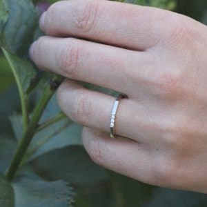 Octagon contemporary thin diamond ring