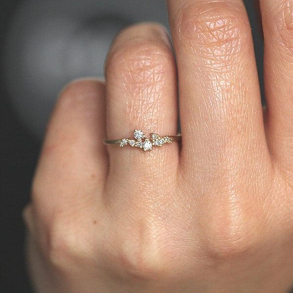 Petite diamond cluster wedding band