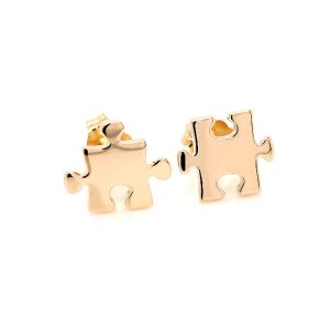 Puzzle Push back Earrings in Gold