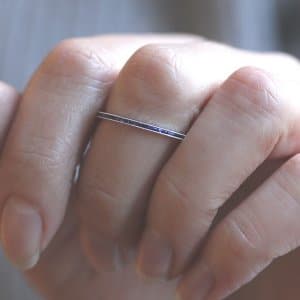 Skinny Sapphire Baguette Channel Stackable Wedding Ring OroSpot