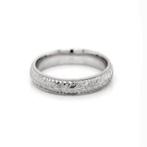 Vintage Domed Engraved Wedding Band