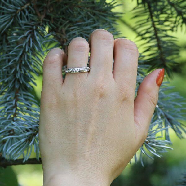 Vintage Hand Engraved Diamond Eternity Ring