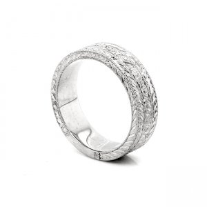 vintage hand engraved wedding band for a guy